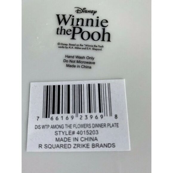 Disney Winnie The Pooh Balloon Spring Floral Dinner Plate Golden Rim Easter New - Picture 9 of 9